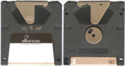 Front and back of an Imation Superdisk with 120 MB storage capacity.