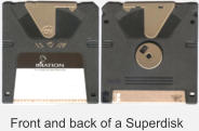 The front and back of an Imation Superdisk with 120 MB storage capacity.